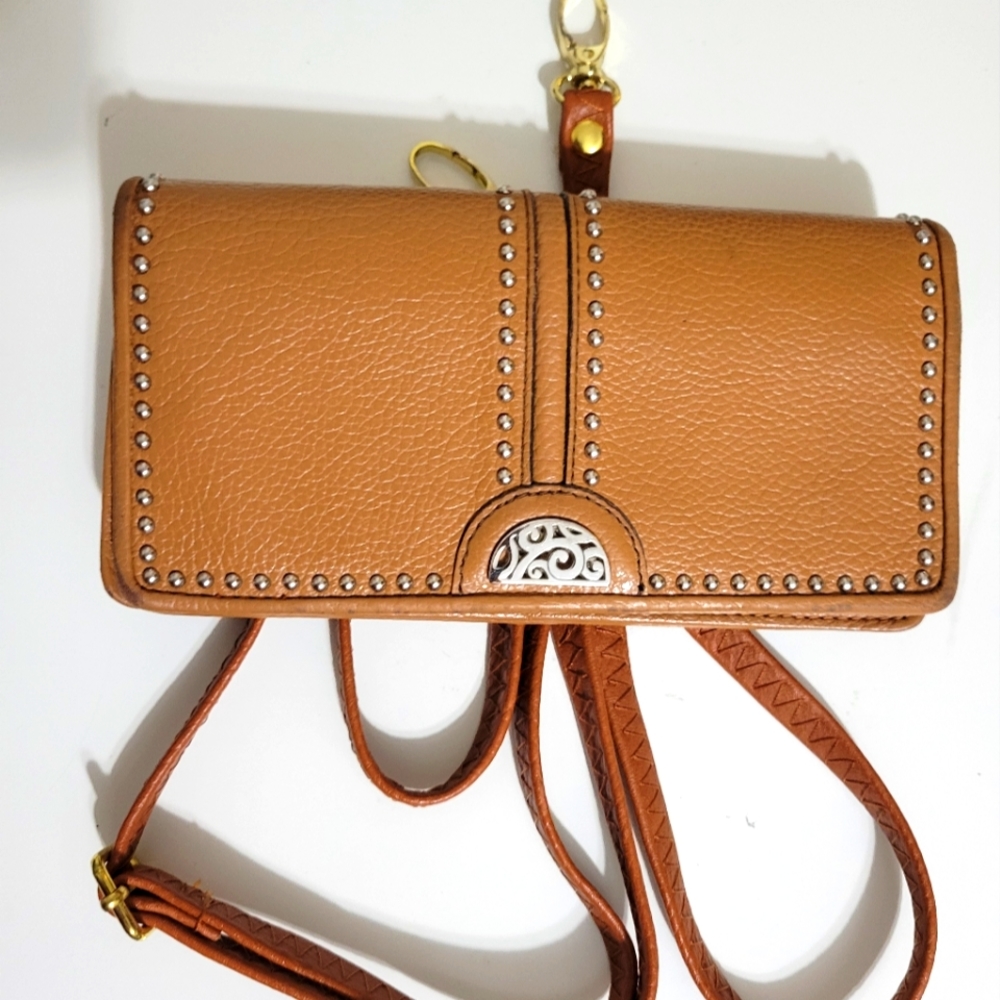 Brighton light brown leather wallet/ cross body